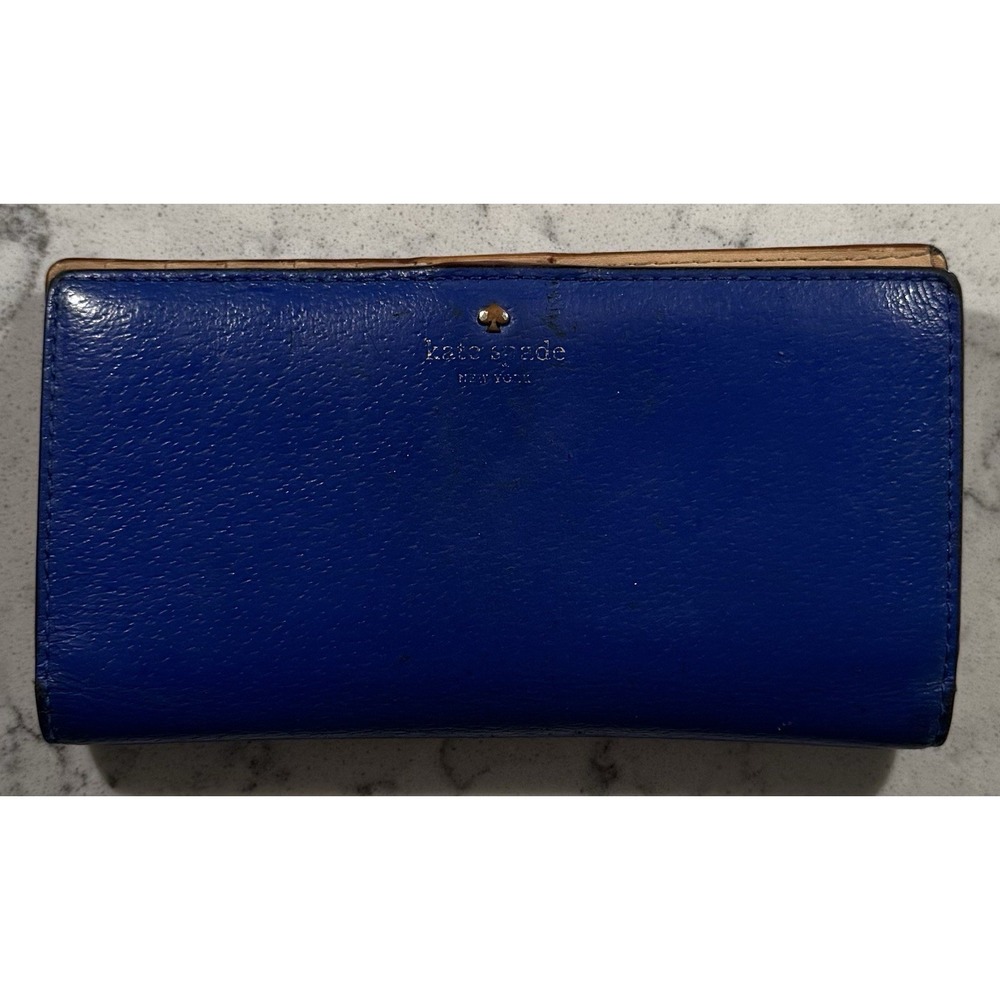 Kate Spade Grand Street Stacy Slim Bifold Leather Wallet Royal Blue